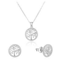 Beneto Stříbrná souprava šperků strom života AGSET213R (náhrdelník, náušnice s puzetkou)
