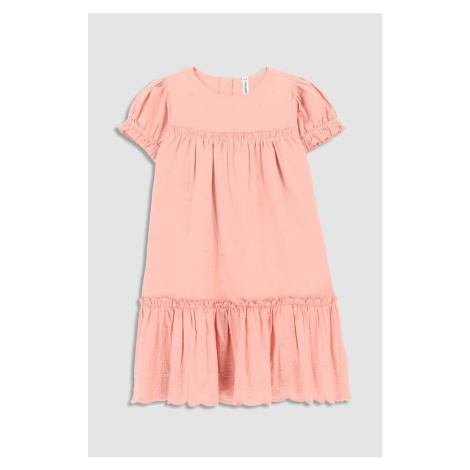 Dětské bavlněné šaty Coccodrillo růžová barva, mini, oversize