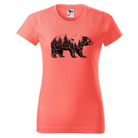 DOBRÝ TRIKO Dámské tričko s potiskem Medvěd Barva: Korálová