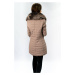 Dámský kabát z eko kůže ve starorůžové barvě s kožešinou (LD5520)