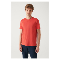 Avva Men's Red 100% Cotton Breathable Crew Neck Standard Fit Regular Cut T-shirt