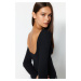 Trendyol Black Decollete Fitted/Situated Ribbed Stretch Knitted Blouse