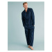 Puntíkovaná pyžamová souprava z čisté bavlny Marks & Spencer námořnická modrá