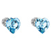 Evolution Group Stříbrné náušnice pecka s krystaly Swarovski modré srdce 31139.3