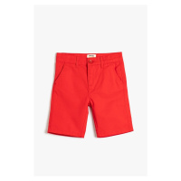 Koton Bermuda Shorts Basic Chino Pocket Cotton Adjustable Elastic Waist