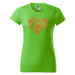 DOBRÝ TRIKO Dámské tričko s potiskem Psí tlapky srdce Barva: Středně zelená