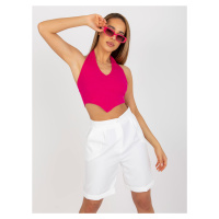 FUCHSIOVÝ ŽEBROVANÝ CROP TOP -FUCHSIA Tmavě růžová