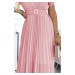 Růžové midi šaty s plisovanou sukní