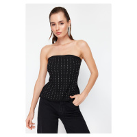 Trendyol Black Shiny Slit Woven Blouse