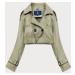 Dvouřadový kabát v khaki barvě s páskem (AG3-011)
