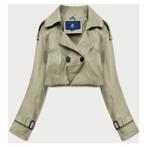 Dvouřadový kabát v khaki barvě s páskem (AG3-011) Ann Gissy