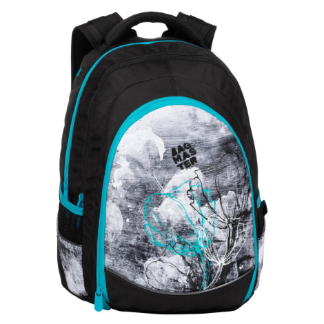 Bagmaster DIGITAL 20 B studentský batoh - modrý s květinami modrá 34 l 191512