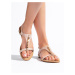 Praktické dámské sandály růžové bez podpatku