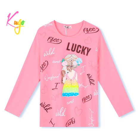 Dívčí tričko - KUGO KC9995, světle růžová Barva: Růžová