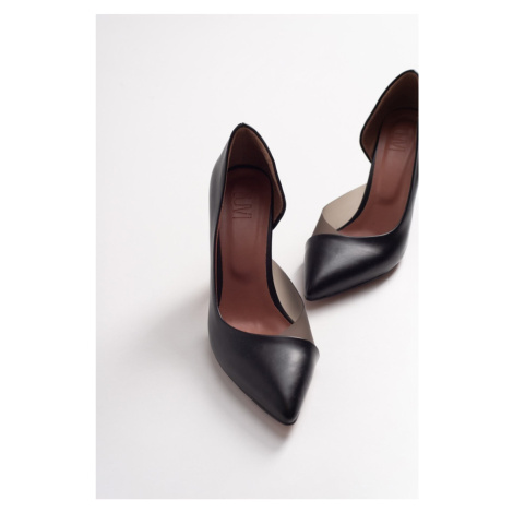 LuviShoes 653 Black Skin Heels Women's Shoes