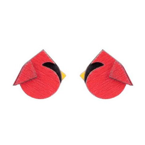 Dřevěné náušnice Red Cutebird Earrings BeWooden
