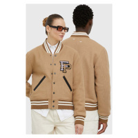 Vlněná bomber bunda Filling Pieces Varsity Jacket hnědá barva, přechodná, 81422209985