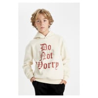 DEFACTO Boy Oversize Fit Hooded Printed Thick Sweatshirt