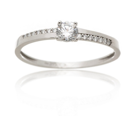 Dámský prsten z bílého zlata se zirkony PR0554F + DÁREK ZDARMA