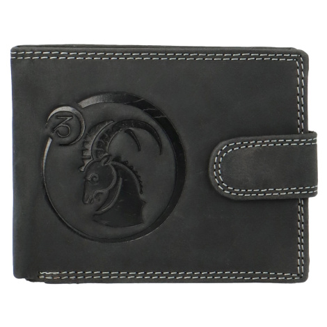 Pánská kožená peněženka Zvěrokruh Kozoroh Saimon, černá Delami