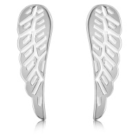 Stříbrné 925 náušnice - andělská křídla s rýhováním, lesklý povrch, puzetky