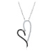 Stříbrný náhrdelník 925, obrys asymetrického srdce, čiré a černé zirkonky