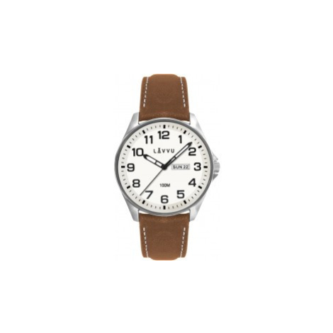 Ocelové pánské hodinky LAVVU LWM0143 BERGEN White / Top Grain Leather