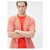 Koton Short Sleeve Shirt Geometric Print Turndown Collar