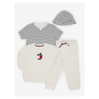 Sada dětského trička, mikiny, tepláků a čepice v modro-bílé a krémové barvě Tommy Hilfiger