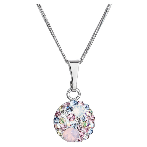 Evolution Group Stříbrný náhrdelník se Swarovski krystaly kulatý růžový 32086.3 magic rose