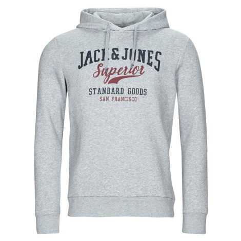 Jack & Jones JJELOGO SWEAT HOOD Šedá