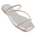 Capone Outfitters With Capone Stones, 3-Stripes, Flat Heel, Quilted Silver Women's Slippers.