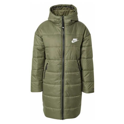 Nike Sportswear Zimní kabát olivová / bílá | Modio.cz