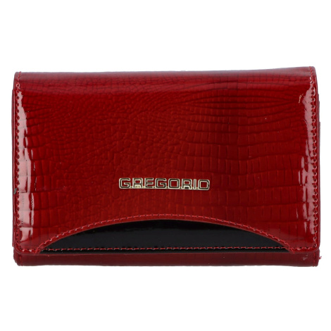 Menší dámská kožená lakovaná peněženka Lorus, červeno/černá GREGORIO
