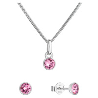 Evolution Group Sada šperků s krystaly Swarovski náušnice, řetízek a přívěsek růžové 39177.3 ros