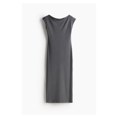 H & M - Žerzejové šaty's lodičkovým výstřihem - šedá H&M