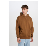 DEFACTO Men's Oversize Fit Wide Mold Hooded Kangaroo Pocket Basic Plain Sweatshirt