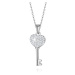 Stříbrný 925 náhrdelník - srdíčkový klíč, čiré zirkony