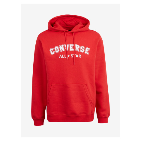 Červená unisex mikina s kapucí Converse Go-To Wordmark