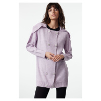 Trendyol Lilac Soft Textured Stoned Button Detailed Knitwear Cardigan