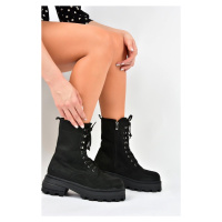 Fox Shoes Women's Black Suede Lace-Up Ankle Boots