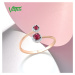 Asymetrický prsten z růžového zlata s rubíny Listese