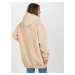 BÉŽOVÁ DELŠÍ OVERSIZE MIKINA NA ZIP S KAPUCÍ -BEIGE