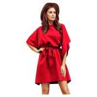 Elegantní šaty NICOLA s opaskem - červené Červená