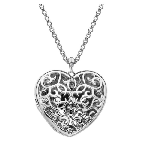 Hot Diamonds Něžný náhrdelník pro ženy Large Heart Filigree Locket DP669 (řetízek, přívěsek)