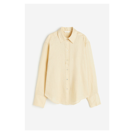 H & M - Lněná košile - žlutá H&M