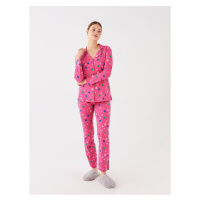 LC Waikiki Shirt Collar Patterned Long Sleeve Women's Pajama Set