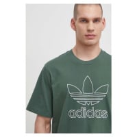 Bavlněné tričko adidas Originals Trefoil Tee zelená barva, s aplikací, IR7993