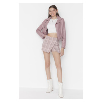 Trendyol Pink High Waist Tweed Woven Shorts Skirt