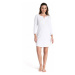 LA070 Cotton night dress with buttoned neckline - white